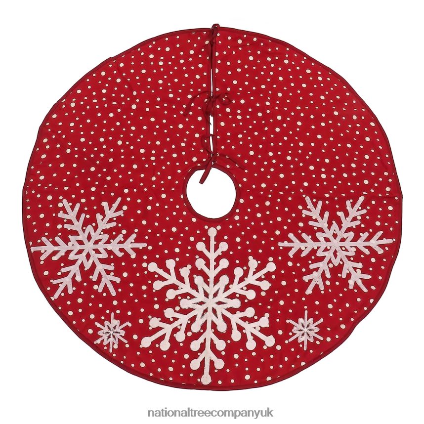 decoration | National Tree Company HGTV Home Collection 52 Red Tree Skirt with Snowflake Embroidery and White Dots F2L4F571